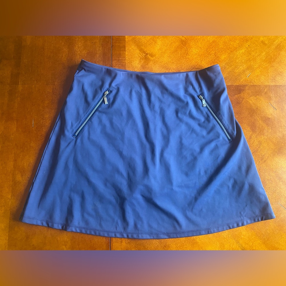 Athletic Skort Blue Zipper Pockets